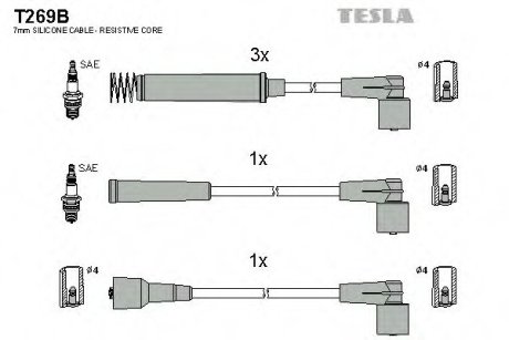 Комплект кабелів високовольтних TESLA T269B (фото 1)