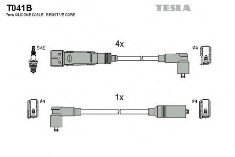 Комплект кабелів високовольтних TESLA T041B (фото 1)