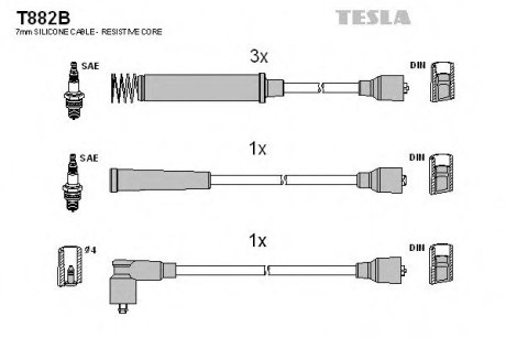Комплект кабелів високовольтних TESLA T882B (фото 1)