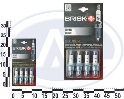 Свеча зажигания 406 (зазор 0,7мм) б/резистора (1шт) (кратно 4)SUPER Brisk N19C (фото 1)