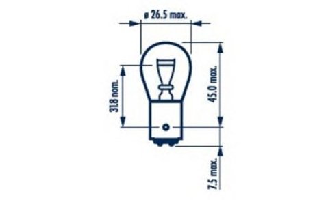 Лампа P21/5W 24V 21/5W BAY 15d (двоконтактна стоп-сигналу білого кольору).) | �;�[�R�e�d�]�-� NARVA 17925