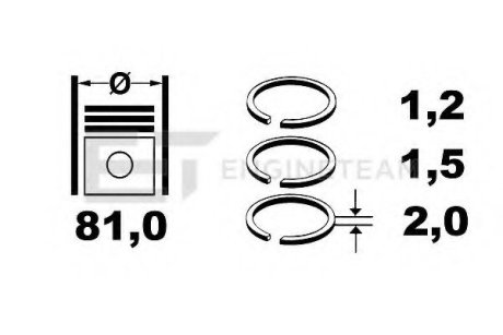 Комплект поршневых колец на поршень ET ENGINETEAM R1005200 (фото 1)