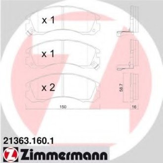 Колодки гальмівні дискові, к-кт MN116923 ZIMMERMANN Otto Zimmermann GmbH 21363.160.1