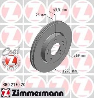 Диск тормозной COAT Z, Лансер Otto Zimmermann GmbH 380.2170.20 (фото 1)
