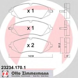 Колодки гальмівні дискові Otto Zimmermann GmbH 23234.170.1 (фото 1)