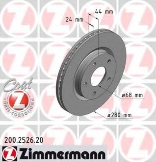Диск тормозной COAT Z, Жук Otto Zimmermann GmbH 200.2526.20 (фото 1)