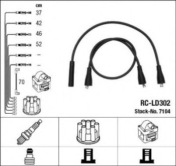 Комплект высоковольтных проводов / RC-LD302, 2123 НИВА ШЕВРОЛЕ, 2108, Славута NGK 7104 (фото 1)