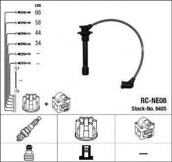 Комплект проводів запалення RC-NE08 NGK 9405 (фото 1)