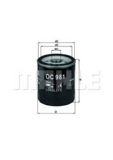 Фільтр оливний Toyota Hilux III/IV 2.8/3.0D 05- / KNECHT MAHLE OC981