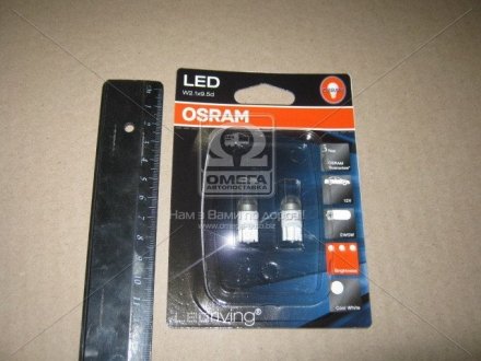 Лампа розжарювання W5W 12V 5W W2,1X9,5d LEDriving (2 шт) blister 6000К, OSRAM 2850CW-02B-BLI (фото 1)
