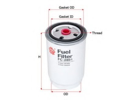 Фильтр топливный дизельный HYUNDAI SANTA FE 00-/TRAJET 00-/TUCSON 04 - DSL Automotive SAKURA FC2801 (фото 1)