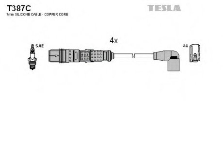 Кабель зажигания, к-кт Seat Ibiza, Cordoba 1.6 BAH 04.03- TESLA T387C