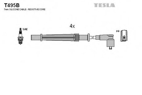 Комплект кабелів високовольтних TESLA T495B