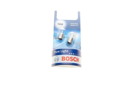 Автолампа T4W 12V 4W BA9s Pure Light (к-кт 2шт)) Bosch 1987301023 (фото 1)