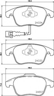 Комплект колодок тормозных дисковых тормозов (4шт) TEXTAR 2433401