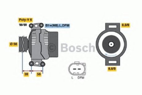 Генератор vag 1.6-2.0 140a - Bosch 0124525088 (фото 1)