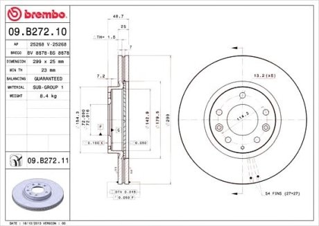 Гальмівний диск Brembo 09.B272.10