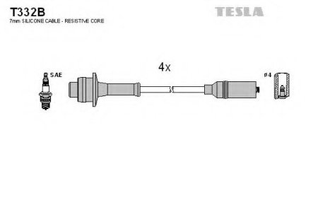 Комплект кабелiв запалювання TESLA T332B