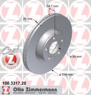 Тормозные диски Otto Zimmermann GmbH 100331720 (фото 1)