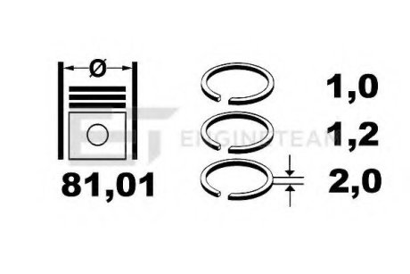 Комплект поршневых колец на поршень ET ENGINETEAM R1005700 (фото 1)