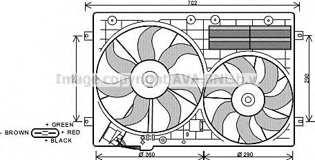 Вентилятор (комплект) AVA Cooling Systems VW7529 (фото 1)