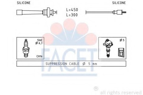 Комплект кабелей зажигания Facet 4.9764 (фото 1)
