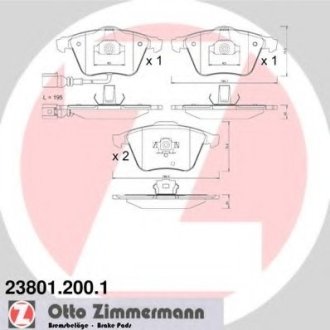 Колодки гальмівні дискові, к-кт 1K0698151B ZIMMERMANN Otto Zimmermann GmbH 238012001
