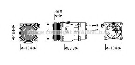 PE-307/Компрессор 1.9D (±AUT), 1.9Di, 2.0HDi (±AUT), 2.0JTD(FAP), 2.2HDi (±AUT), 2.2JTD AVA Cooling Systems CNK201 (фото 1)