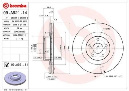 Тормозной диск Brembo 09.A921.11 (фото 1)