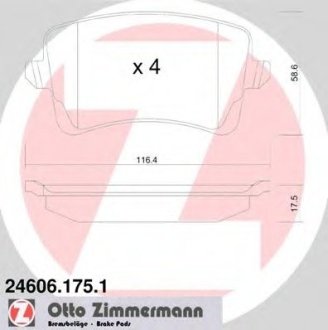 Колодки гальмівні дискові, к-кт 8K0698451A ZIMMERMANN Otto Zimmermann GmbH 246061751