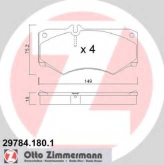 Тормозные колодки дисковые Otto Zimmermann GmbH 29784.180.1 (фото 1)