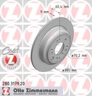 Диск тормозной Coat Z Otto Zimmermann GmbH 280.3179.20 (фото 1)