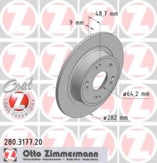 Диск тормозной Zimmermann Otto Zimmermann GmbH 280.3177.20