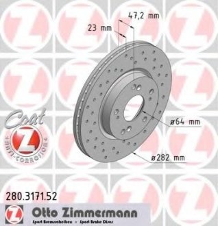 Диск тормозной Sport Otto Zimmermann GmbH 280.3171.52 (фото 1)