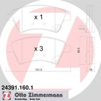 Тормозные колодки перед Suzuki SX4 Otto Zimmermann GmbH 24391.160.1 (фото 1)