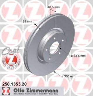 Диск тормозной Otto Zimmermann GmbH 250.1353.20 (фото 1)