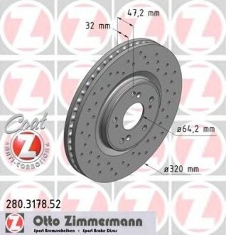 Диск гальмівний Otto Zimmermann GmbH 280.3178.52