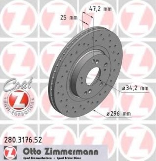 Диск гальмівний Otto Zimmermann GmbH 280.3176.52