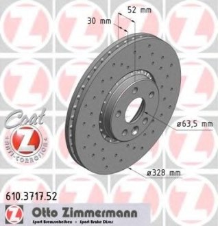 Диск гальмівний SPORT Z 31277342 Otto Zimmermann GmbH 610.3717.52 (фото 1)