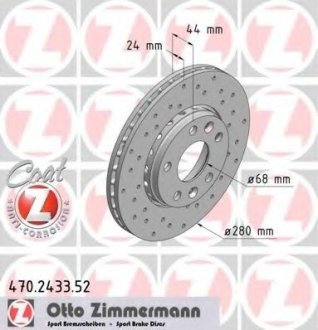 Диск тормозной ZIMMERMANN Otto Zimmermann GmbH 470.2433.52
