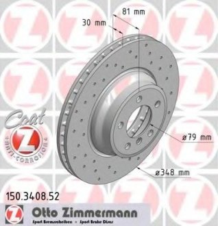 Диск гальмівний SPORT Z 34116864057 Otto Zimmermann GmbH 150.3408.52 (фото 1)