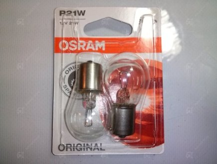 Лампа допоміжн. освітлення Р21w 12v 21w Ва15s (2 шт) blister (вир-во) OSRAM 7506_02B