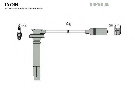 Комплект кабелiв запалювання TESLA T579B