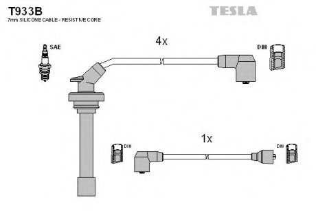 Комплект кабелiв запалювання TESLA T933B