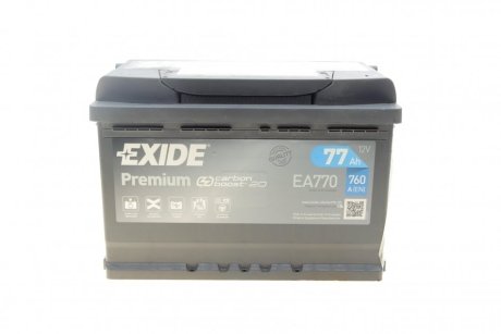 Акумулятор Преміум - 77Ah| EN 760 | 278x175x190 (ДхШхВ) EXIDE EA770