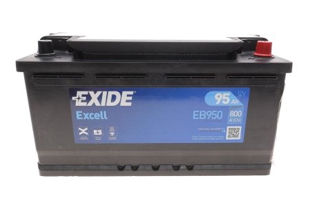 Акумулятор 95Ah-12v EXCELL (353х175х190),R,EN800 EXIDE EB950 (фото 1)