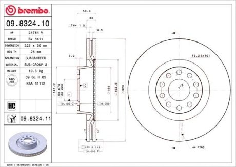 Тормозной диск Painted disk Brembo 09.8324.11 (фото 1)