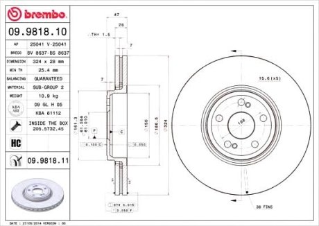 Гальмівний диск Brembo 09.9818.11 (фото 1)
