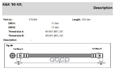 Гальмівний шланг VW Multivan Transporter 03-> R L&R K&K FT0364 (фото 1)