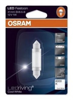 ЛАМПА LED 1W 12V SV8.5-8 6000K (41 мм) PREMIUM OSRAM 6499CW (фото 1)